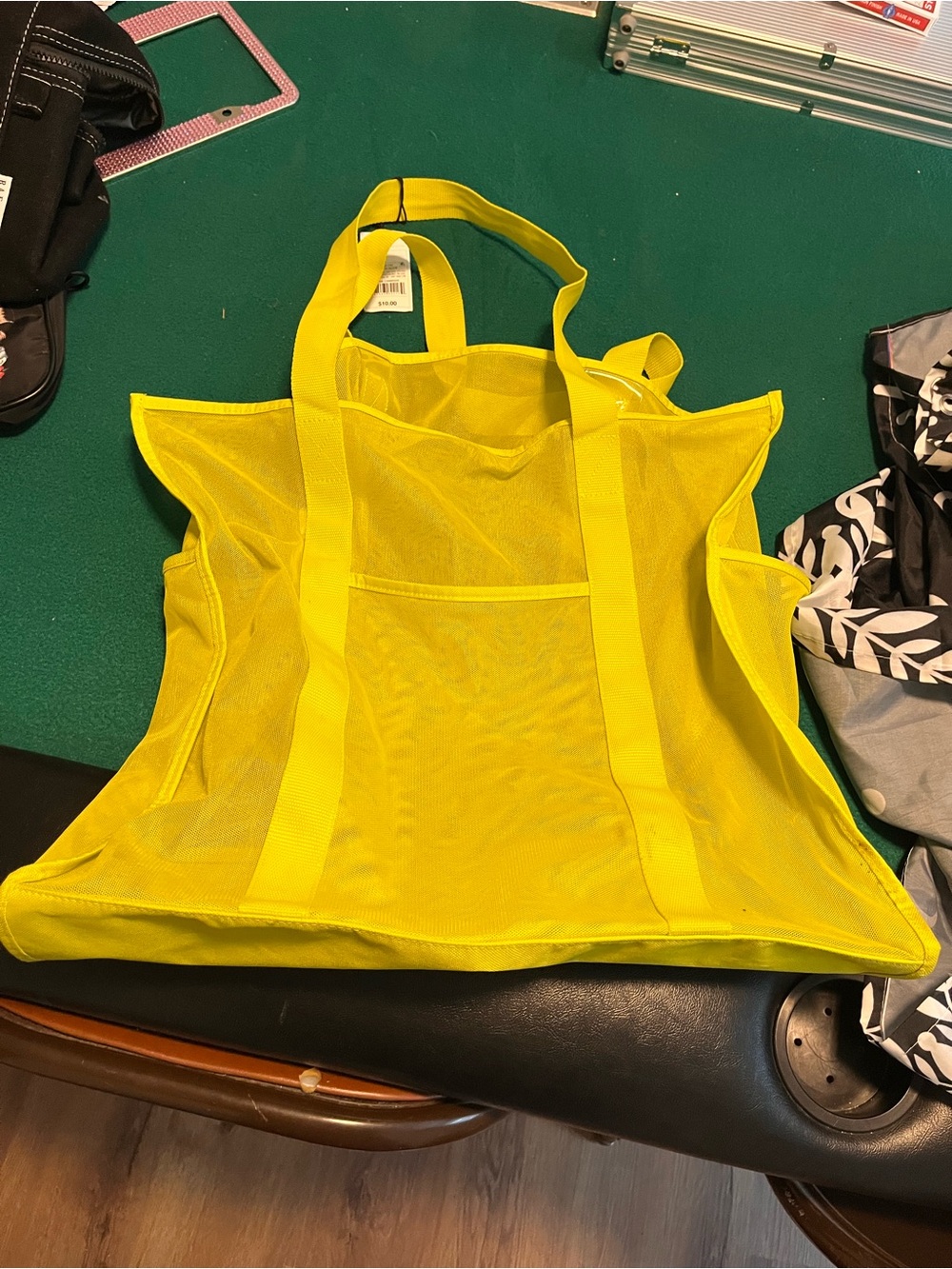 Shade & Shore Yellow Mesh Tote with Reinforced Straps